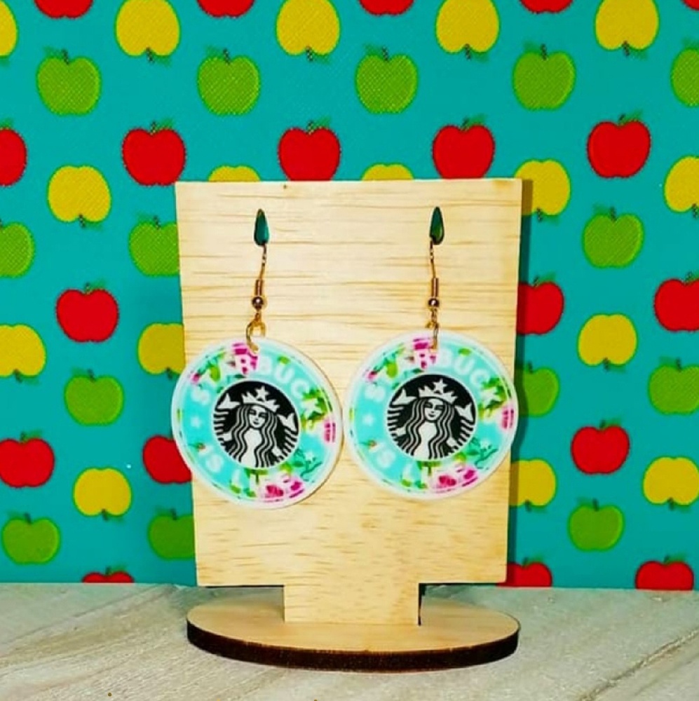 Floral Starbucks earrings